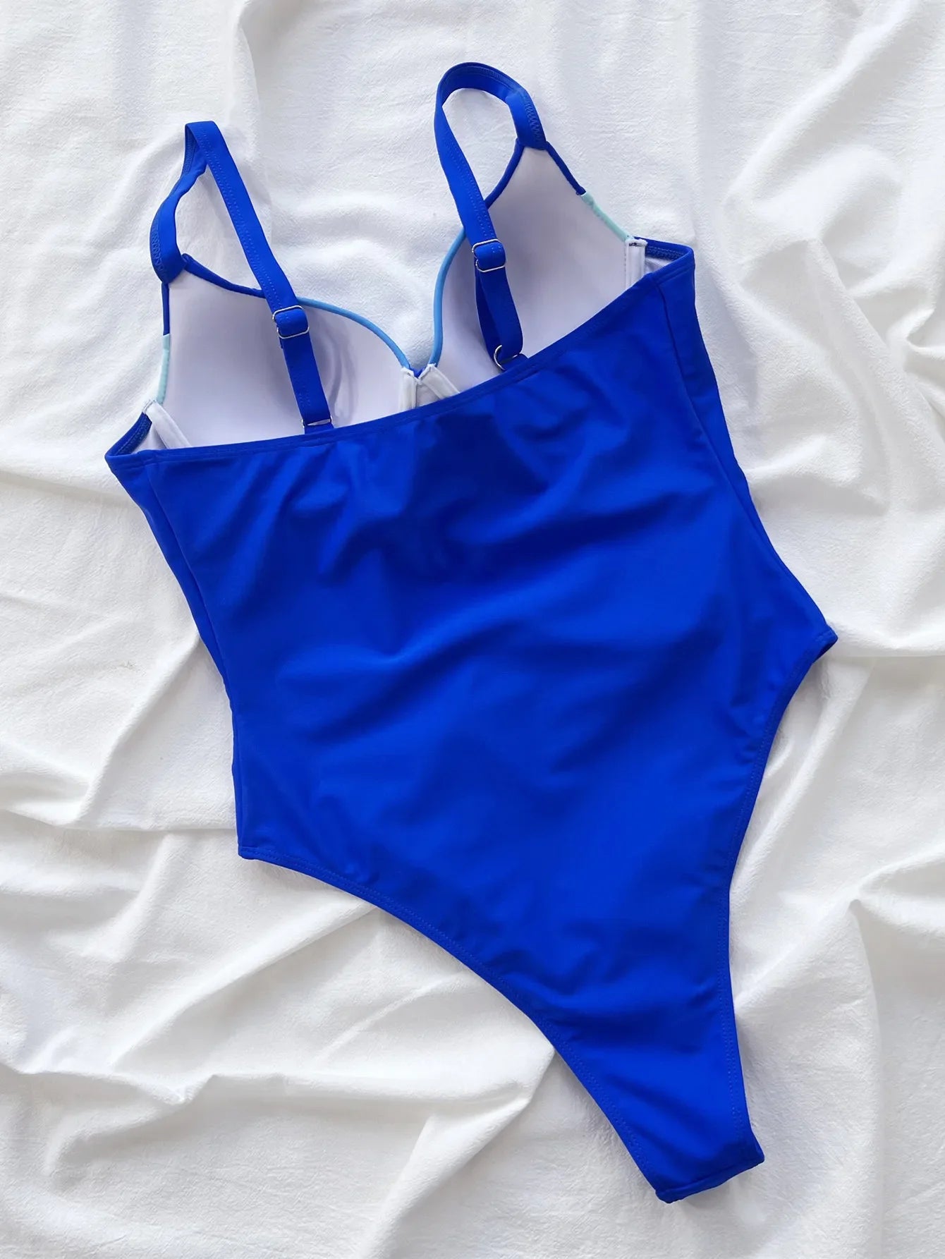 One Piece Swimsuit Swimwear Women Push Up Blue Patchwork One-piece Bathing Suit Beachwear