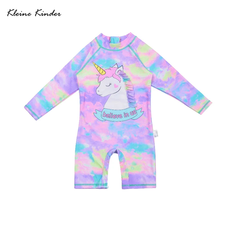 Swimsuit Girl UPF50+ Kids Swimwear for Girls Long Sleeve 1-Piece Children Swimming Bathing Suit Rash Guard Seaside Beach Clothes