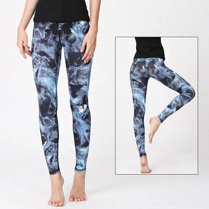 Cloud Hide Yoga Pants Sports Leggings Women High Waist Trainer Long Tights Flower Push Up Running Trouser Workout S- XL
