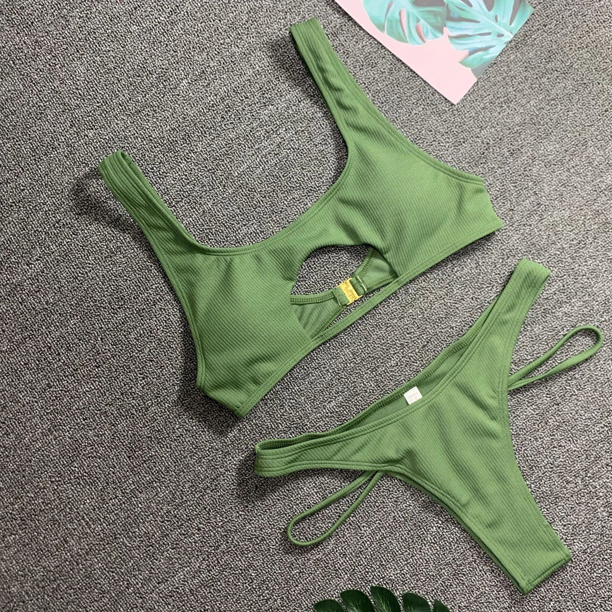 High Cut Push Up Bikini Set Swimsuit Summer Beachwear Brazilian Bathing Suit Solid Swimwear White