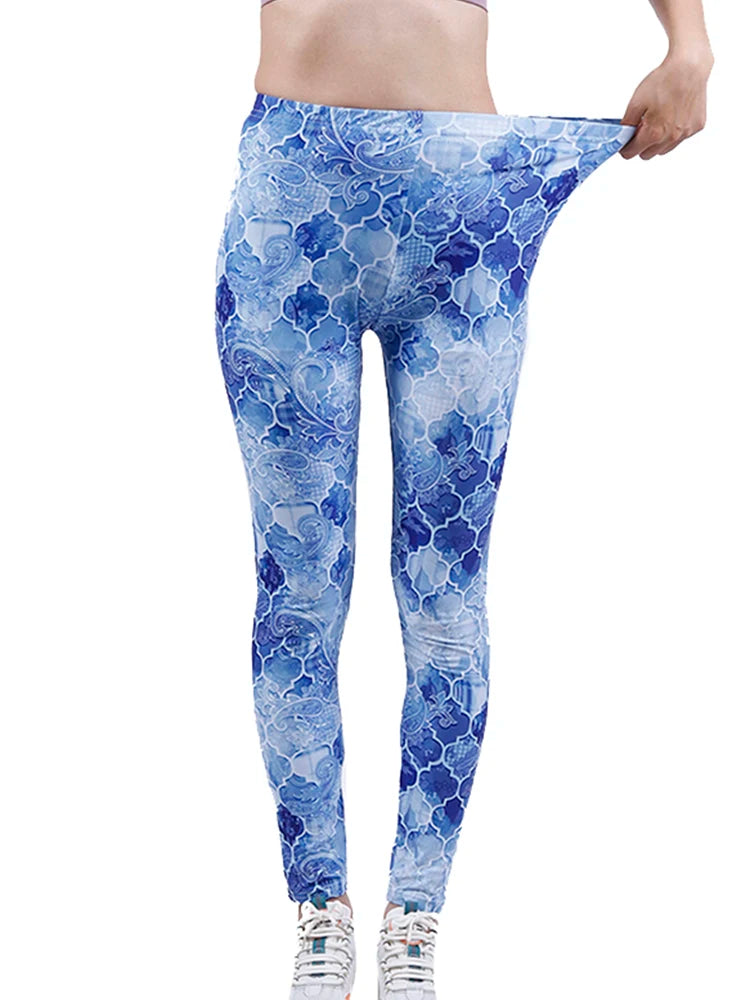 Floral Fashion Women Leggings Beautiful Leaf Floral Printing High Waist Jeggings Stretch Pant