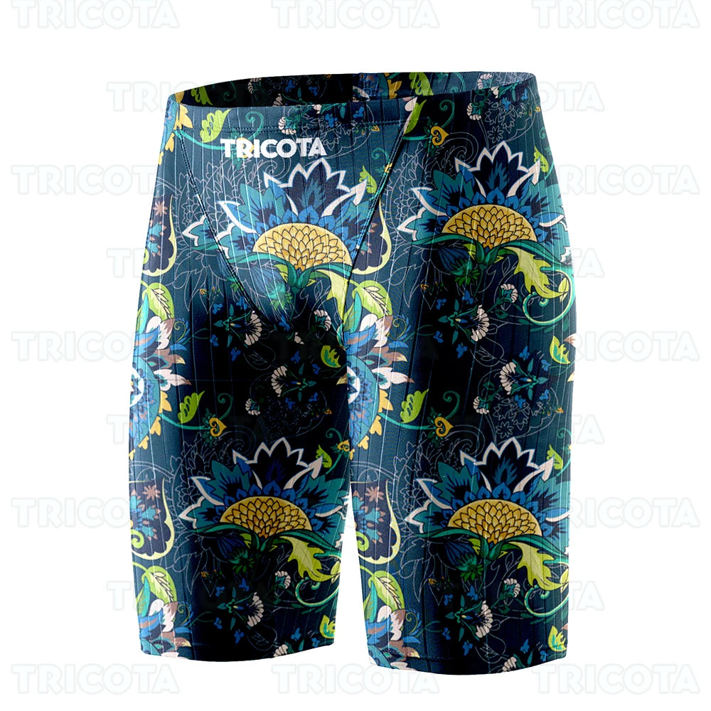 Summer Men Jammer Swimming Trunks Endurance Athletic Training Swim Shorts Outdoor Beach Quick Dry Tight  Jammers Surfing Trunks