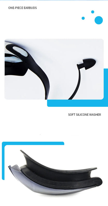Professional Adult Anti-fog Swimming Goggles with Earplugs Men Women Swim Leak Proof Adjustable UV Protection Eyewear
