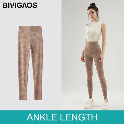 BIVIGAOS Summer Camouflage Green Sharkskin Biker Shorts Knee Length Short Leggings Women Casual Sports Cycling Shorts