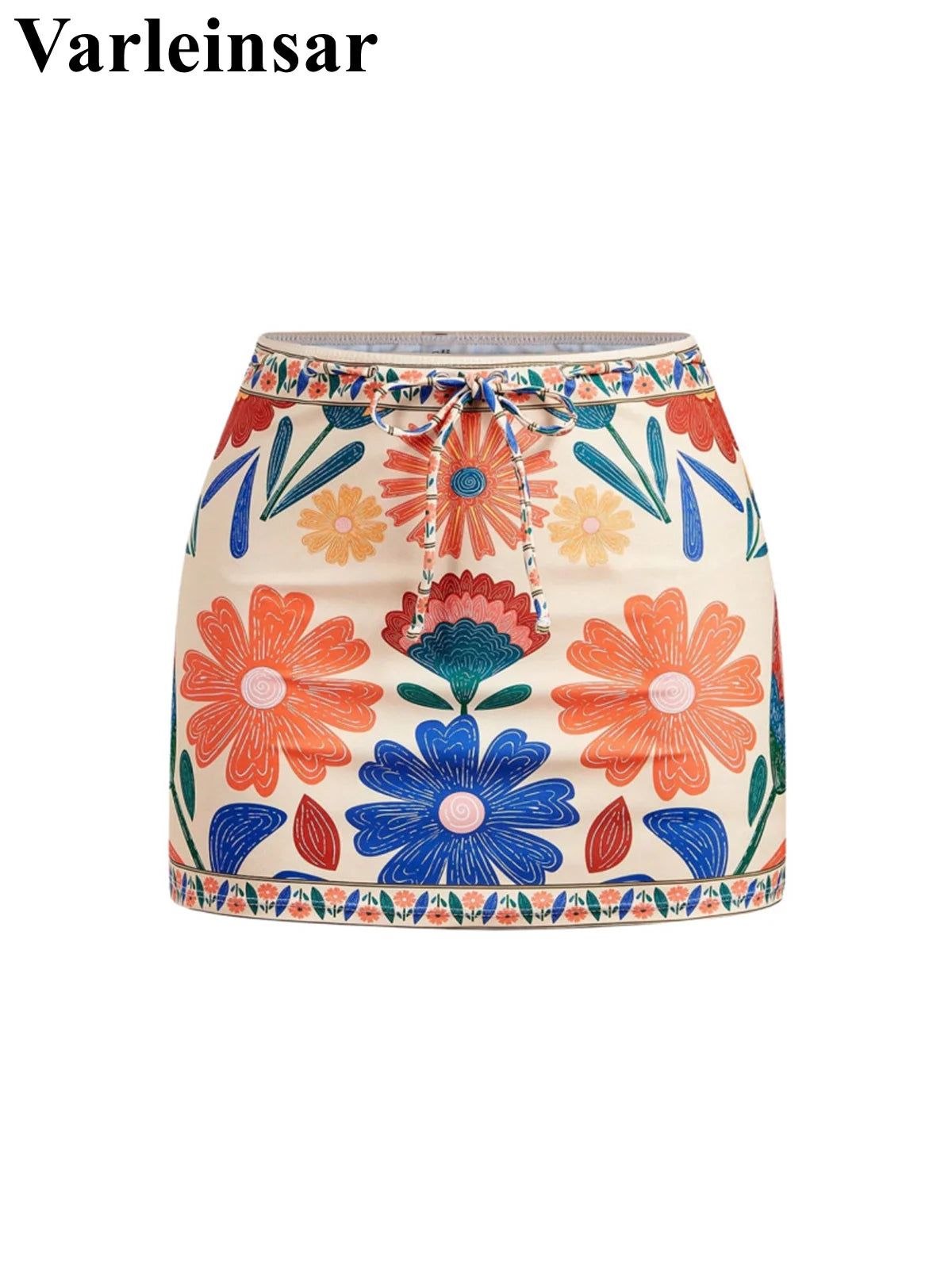 S - XL New Floral Printed With Skirt Women Swimwear One Piece Swimsuit Female V Neck High Leg Cut Bather Bathing Suit Swim V8041