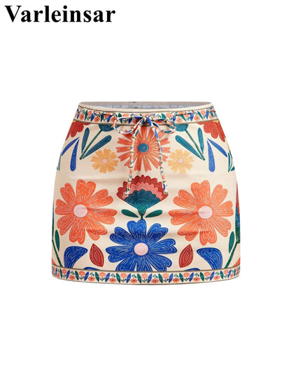 S - XL New Floral Printed With Skirt Women Swimwear One Piece Swimsuit Female V Neck High Leg Cut Bather Bathing Suit Swim V8041