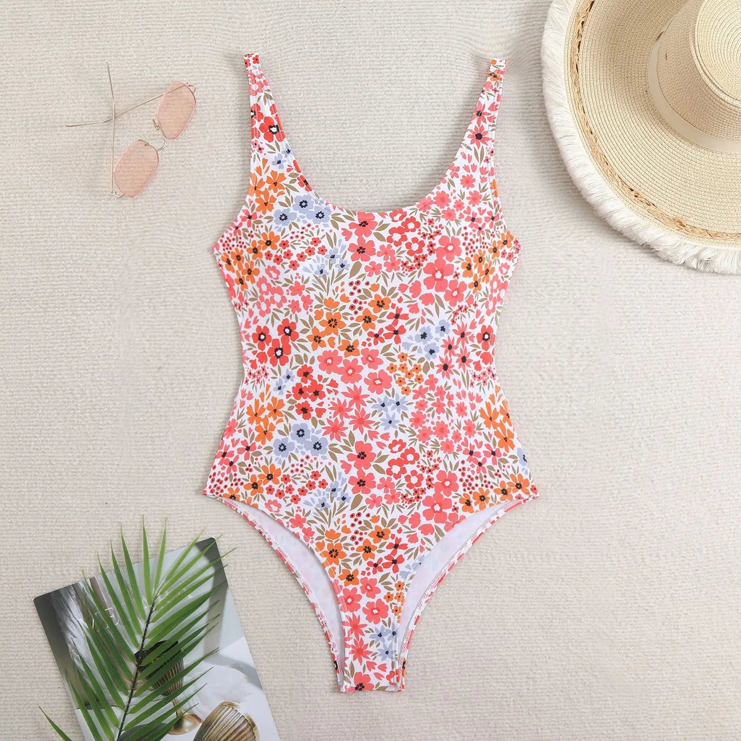 Swimwear Women One-Piece Swimsuit Woman Bodysuit Floral Print Swimming Suit Beach Wear Bathing Suit Monokini