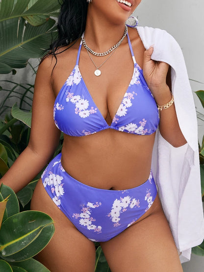 Large Plus Size Bikinis High Waist Swimsuit Women Triangle String Swimwear Female Bathers Bathing Swimming Swim Suit
