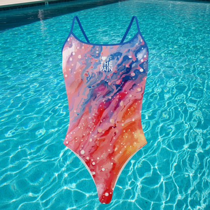 One Piece Thin Shoulder Straps Swimsuit for Women Fitness Race Swimwear Monokini Bathing Suit Comfortable Beachwear