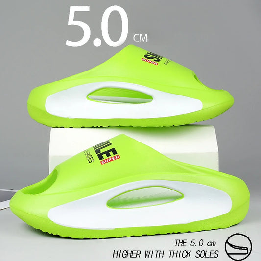 Summer Men Women Couples Slippers Thick Bottom Beach Slippers Comfortable EVA Soft Sole Non-slip Flip Flops