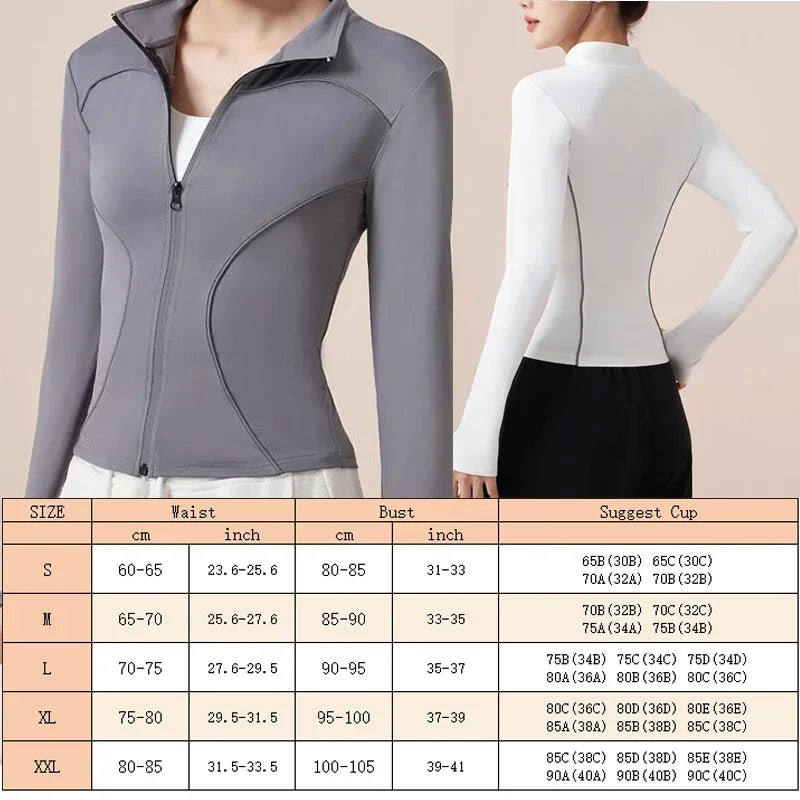 Slim Fit Yoga Jackets Reflective Stripe Safe Night Run Long Sleeve Women Sports Jackets Thumbhole Gym Tops Quick Dry