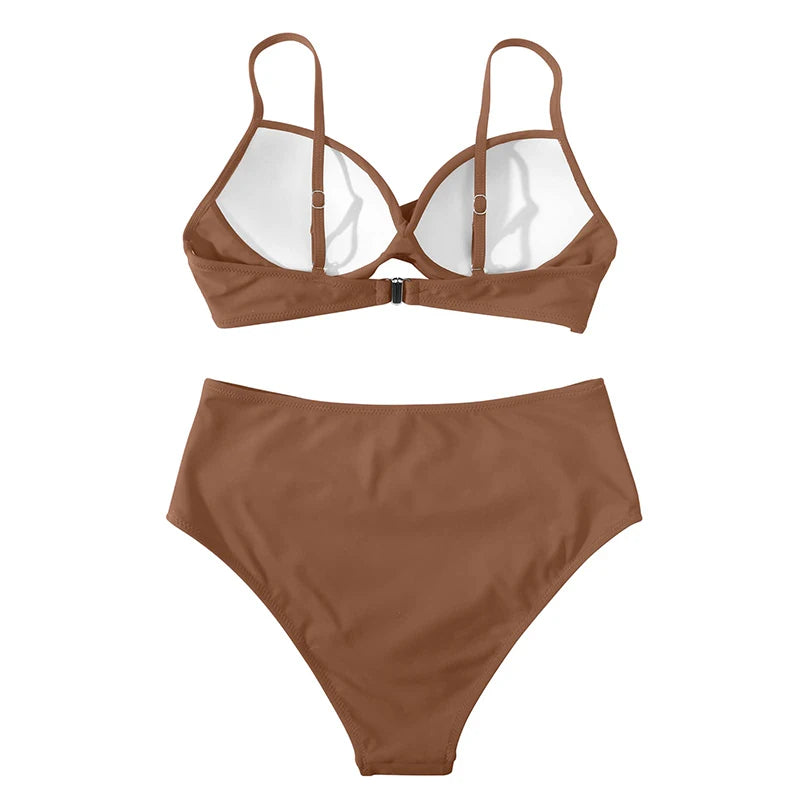 Two Pieces Swimsuits Women Bikini Set Beachwear Push Up Solid Summer Bathing Suit Triangle Bikini Swimwear Low Waist