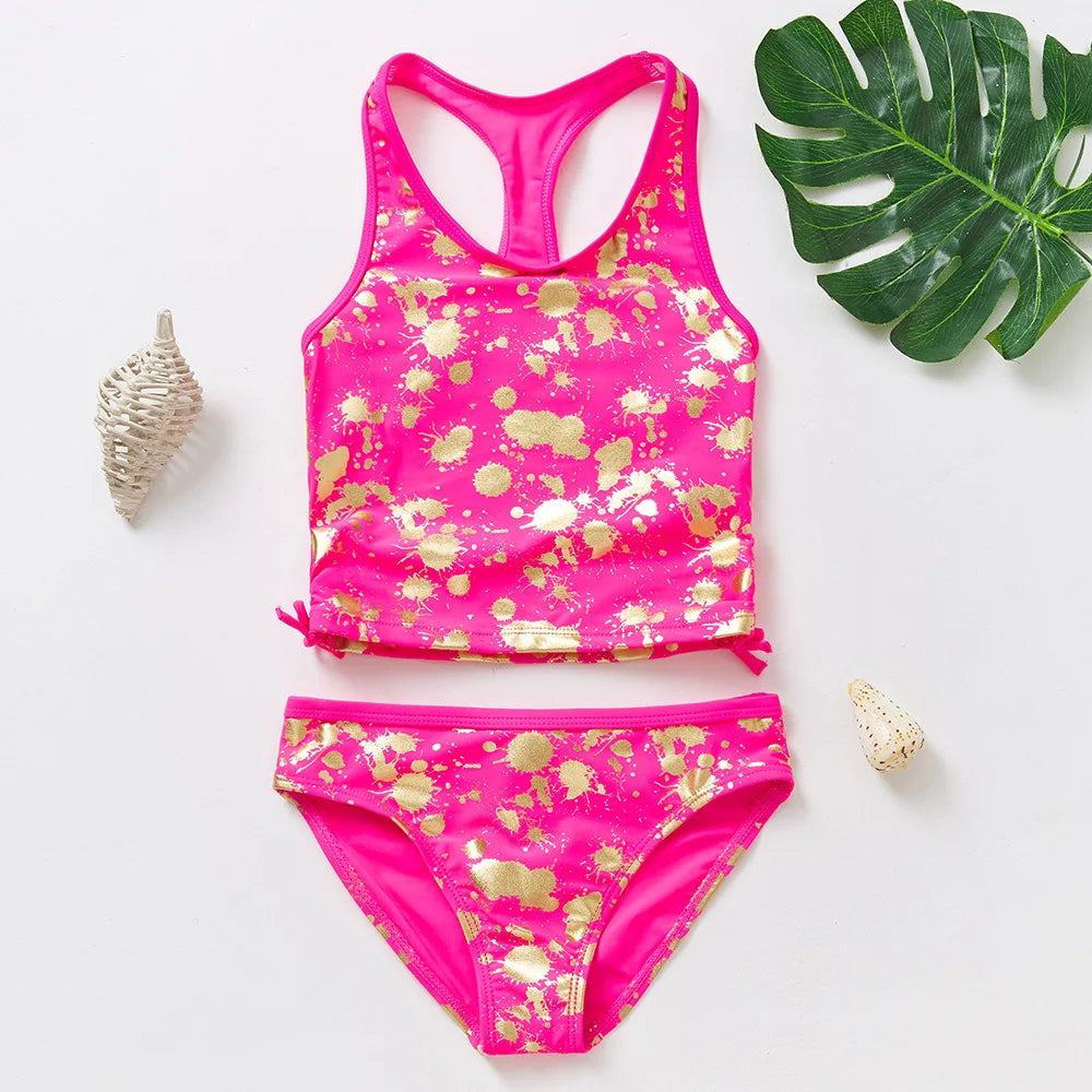 Girl Kids Girls Bandage Bikini Set Flamingo Print Summer Children Kids Swimsuit Baby Girls Two Pieces Swimwear Bathing Suit