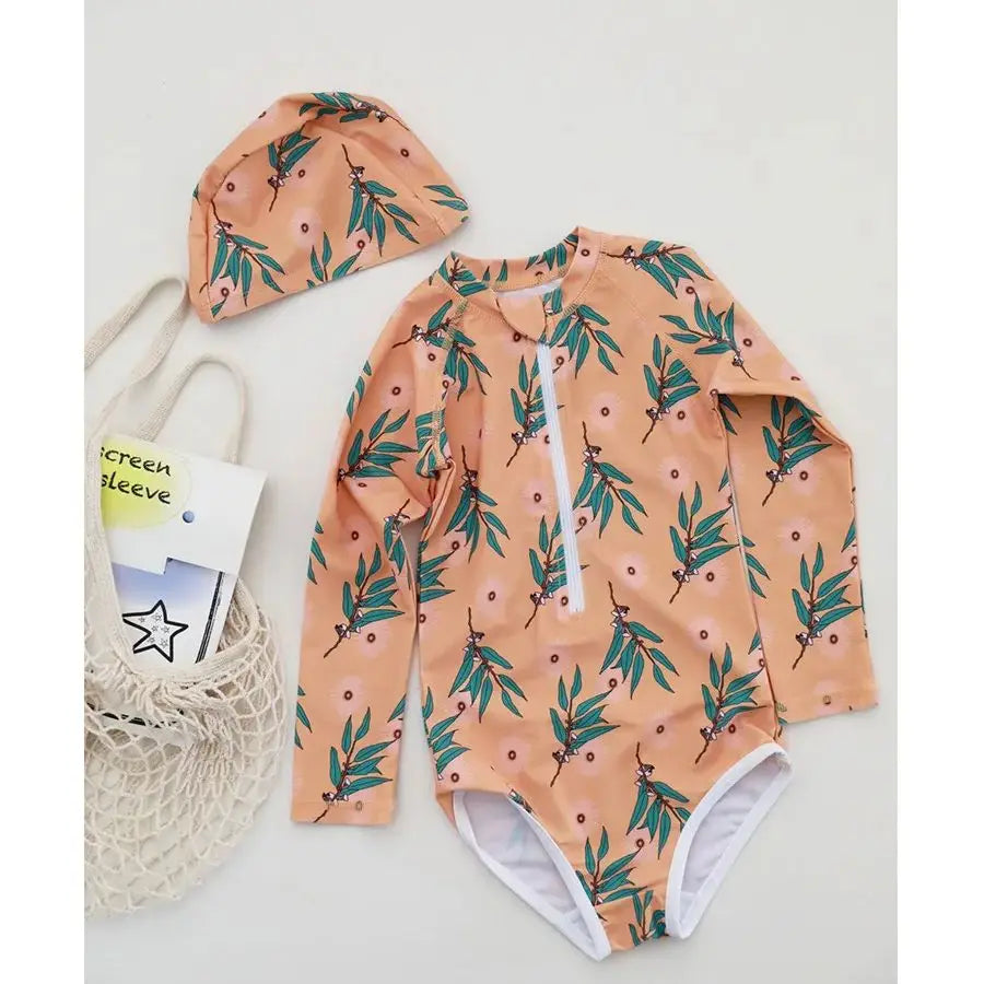 Toddler Girls Swimwear Summer Baby Rash Guard Long Sleeve Swimsuit Boys Bathing One-Piece Kids Clothes