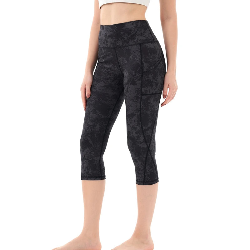 Women's High Waist Yoga Pantyhose with Pockets Tummy Tightening Sweatpants (Non-See-Through) Sports Fitness Running Pantyhose