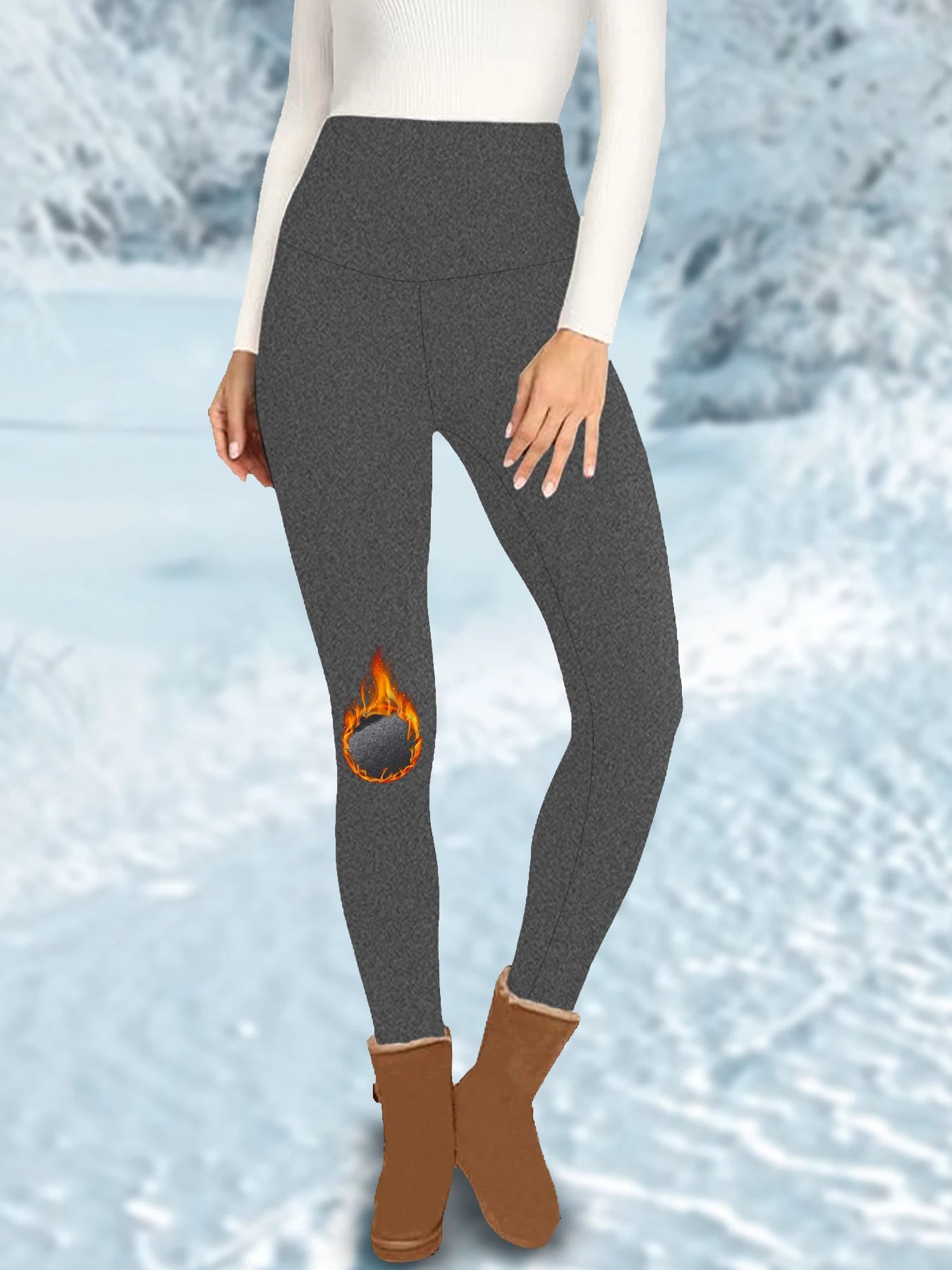 Womens Thermal Fleece Lined High Waisted Leggings. Workout Winter Warm Thick Tights Soft Yoga Pants