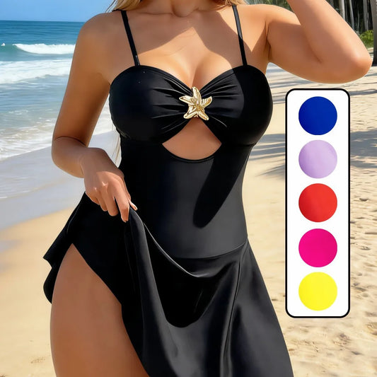 Women's Tankini With Swimming Briefs European Starfish Decor Slim Fit Swimwear Bathers