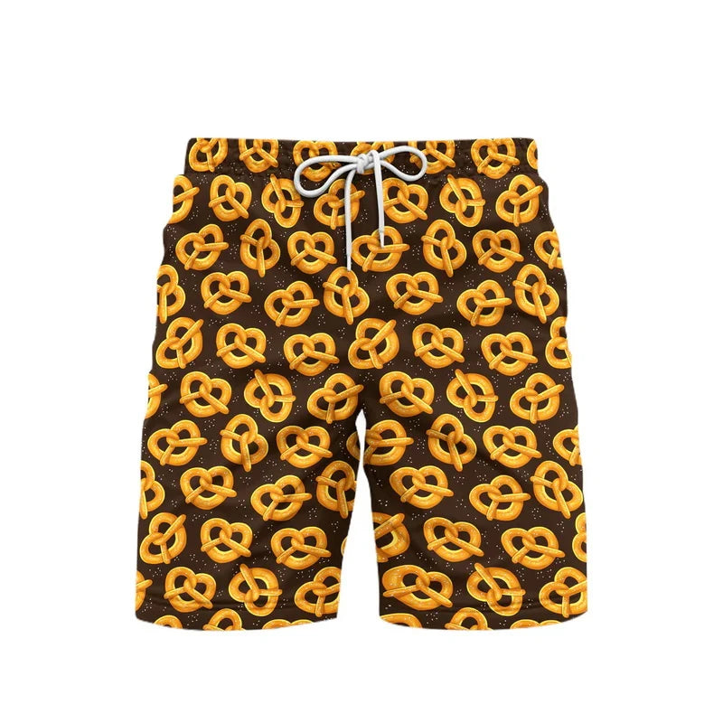 Hawaii Pretzel Beer Graphic Beach Shorts For Men 3d Printed Summer Fashion Swim Shorts Outdoor Sports Quick-drying Short Pants