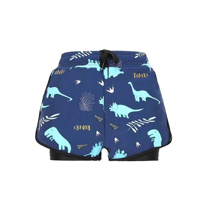Children's Swim Trunks, Youth Boys, Middle and Teenage Kids, Double Layer Swim Shorts, Summer Cartoon Beach Boxer, Full Set