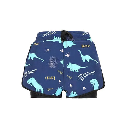 Children's Swim Trunks, Youth Boys, Middle and Teenage Kids, Double Layer Swim Shorts, Summer Cartoon Beach Boxer, Full Set