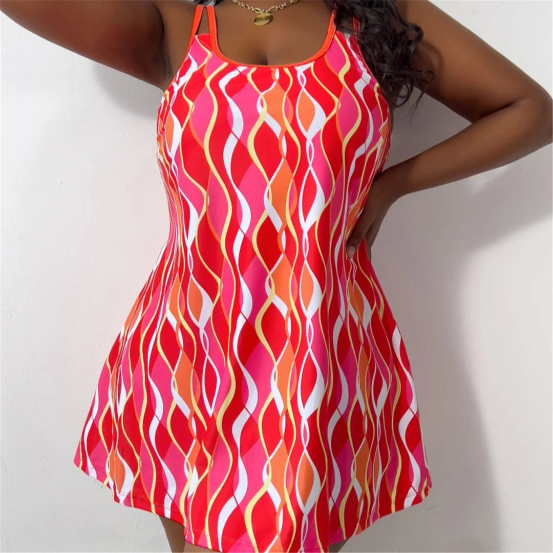 0XL - 4XL Printed Tankini Large Size Swimwear Plus Size Women Swimsuit Female Two-pieces Tankini set Bather Bathing Suit