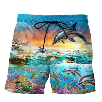 Animal Dolphin 3D Print Beach Shorts Streetwear Men's Casual Board Shorts Swimming Trunks Male Short Pants Man Swimsuit Clothing