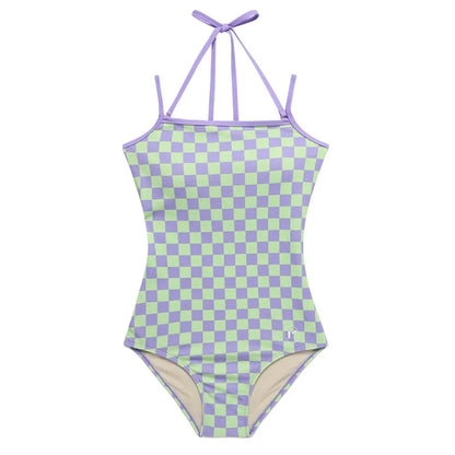 One Piece Plaid Swimsuit Women Strappy Bathing Suit Swimwear Monokini Bathing Suit Removable Pad Beach Wear