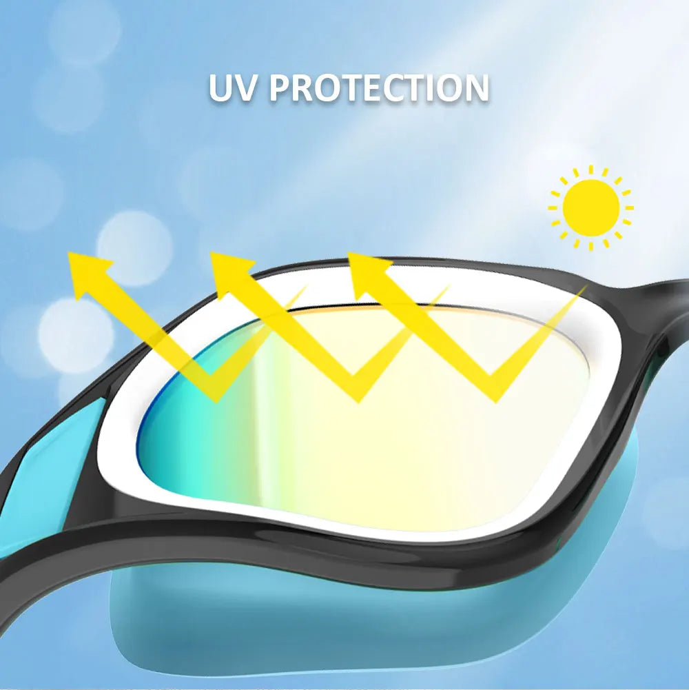 Professional Adult Anti-UV Swimming Goggles 180° Panoramic Electroplating Anti-Fog HD Lens Adjustable Silicone Swim Glasses