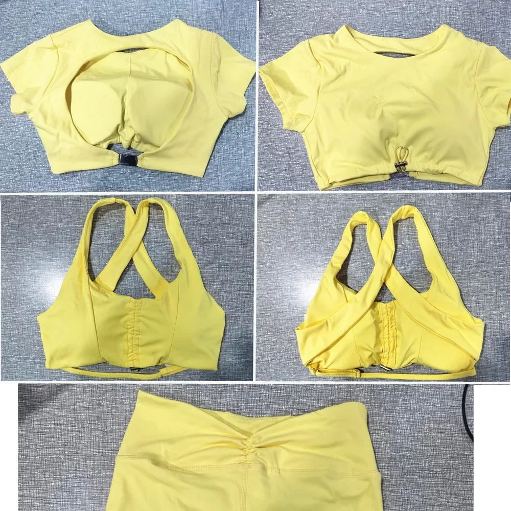 Lace V-Back shorts High waisted hip lifting yoga shorts women's nylon tight fitting shorts training sports fitness pants XP04