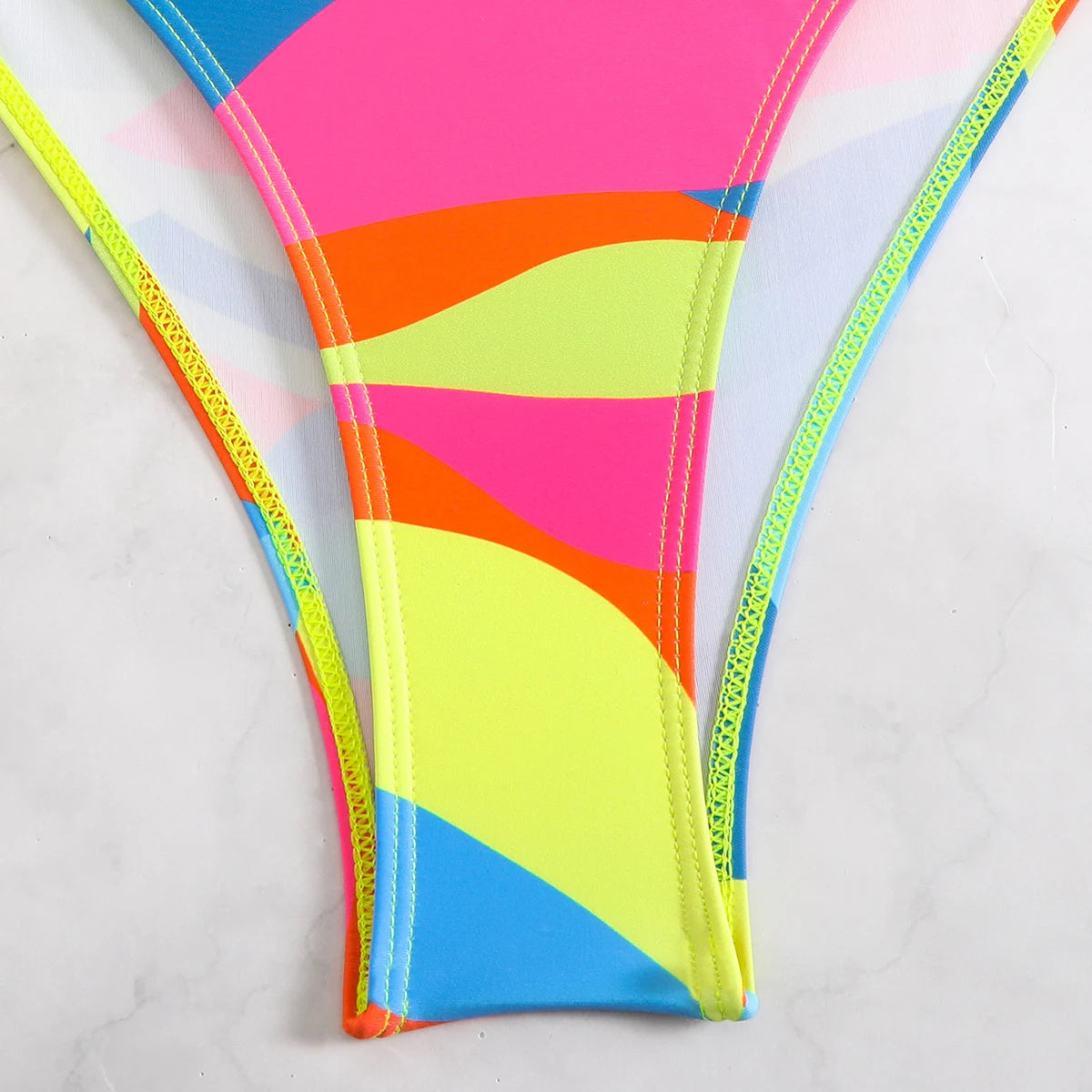 Color Block Swimsuit One Piece Backless Printed Swimwear Women Bathers Bathing Swimming Swim Suit Padded Beachwear Summer