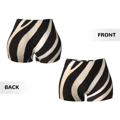 Wild Animal Designs Yoga Shorts Women Black And White Zebra Skin Stripes