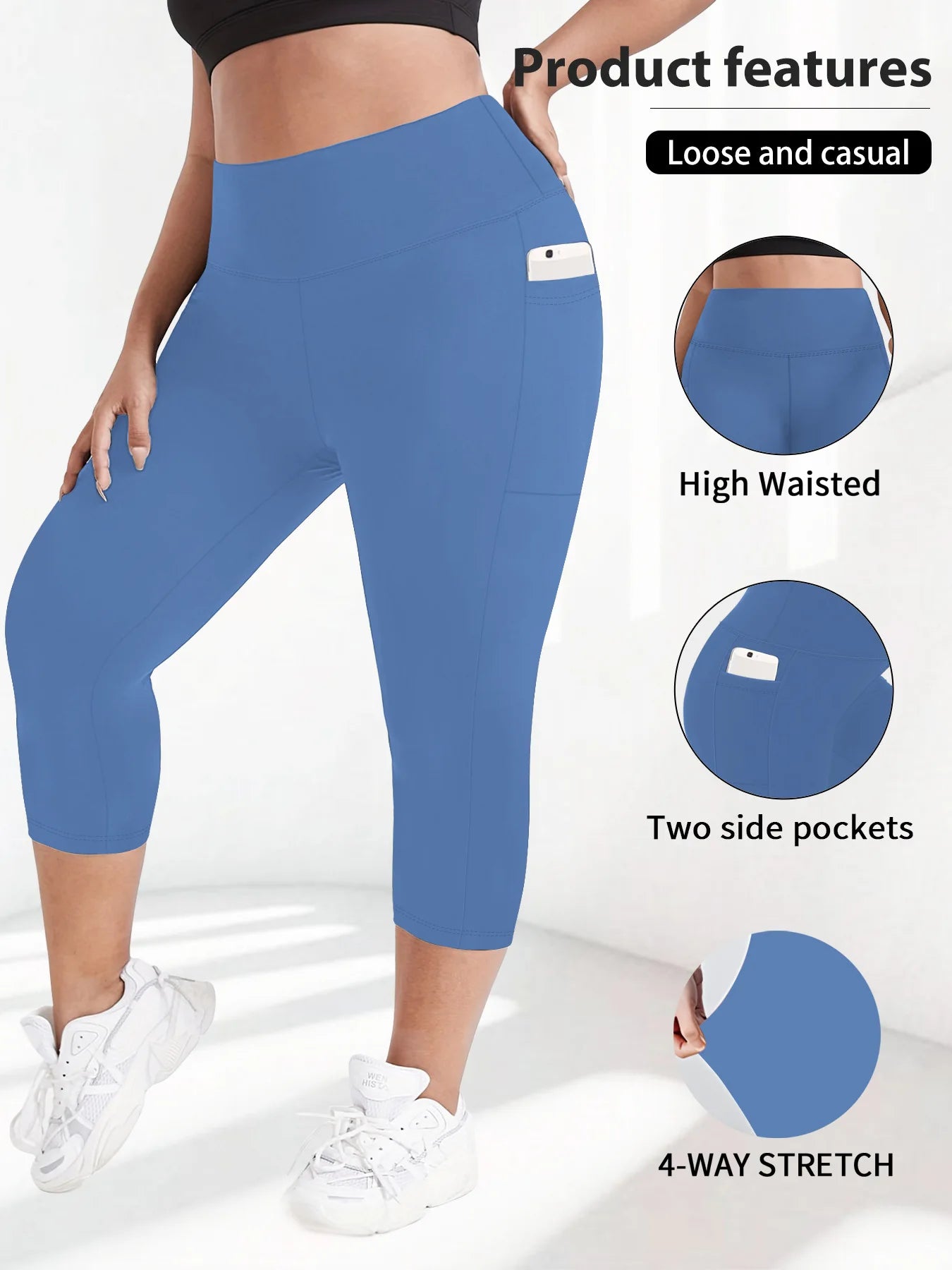 Women's Milk Silk Yoga Pants Plus Size High-Waisted Workout Leggings with Side Pockets, European Fit Gym To Street Activewear