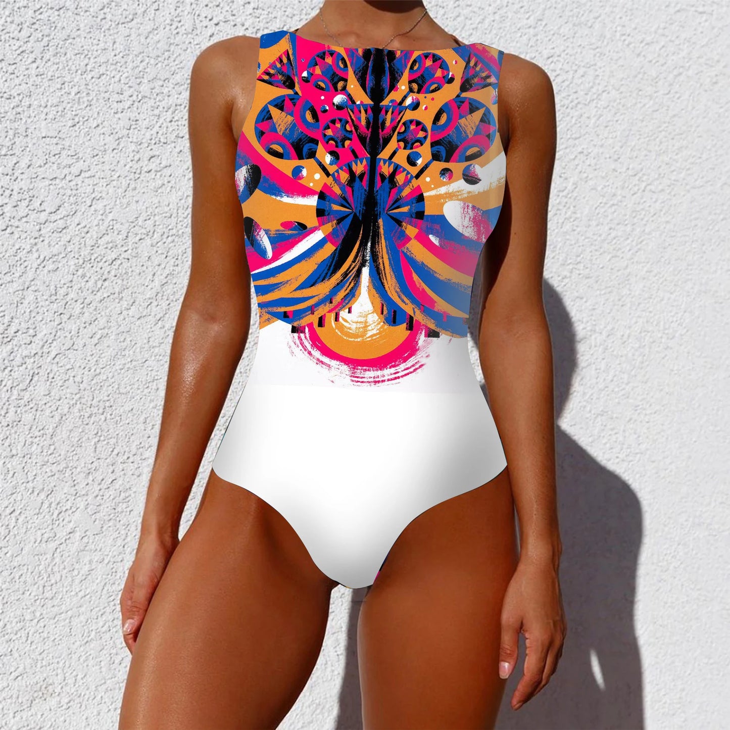 Artwork designs Printed One-piece Swimsuit Classic Printed Lace Up Swimsuit Women's