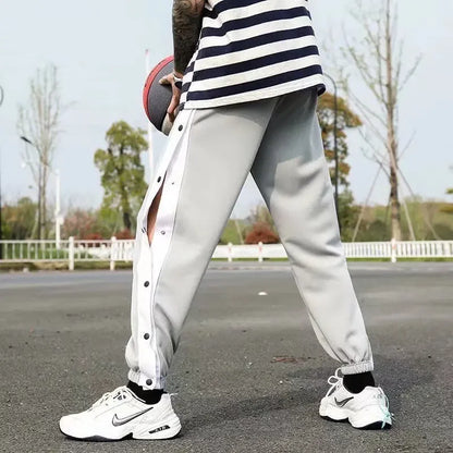 High Street Basketball Side Opening Drawstring Pants Men's Spring Autumn Thin Sports Cropped Pants Casual Tied Waist