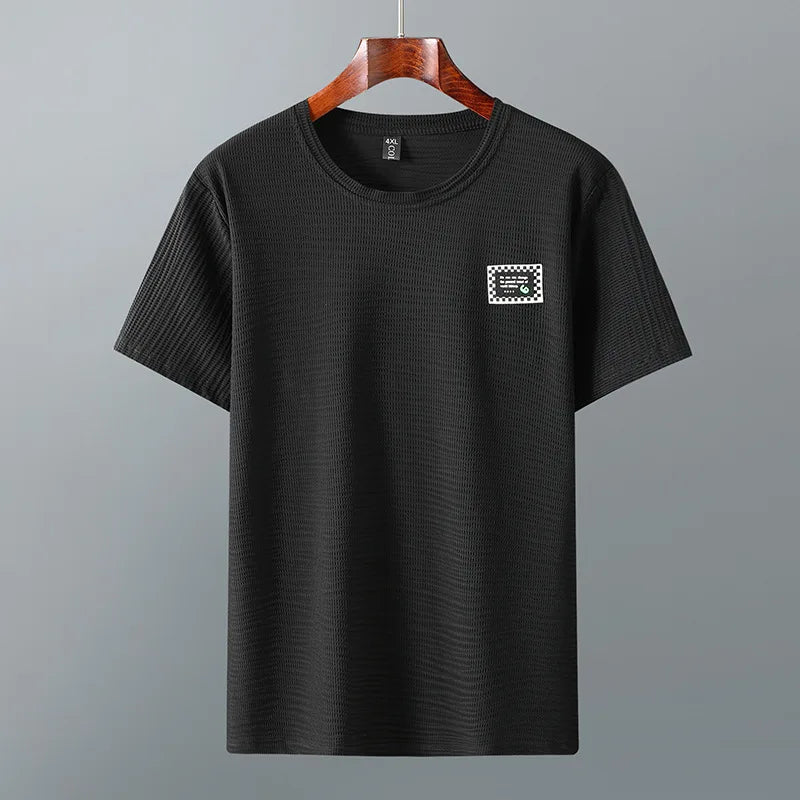 9XL 10XL Corn grid summer short-sleeved t-shirt trousers tide ice silk quick-drying plus size loose two-piece set 160KG