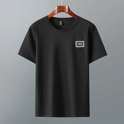 9XL 10XL Corn grid summer short-sleeved t-shirt trousers tide ice silk quick-drying plus size loose two-piece set 160KG