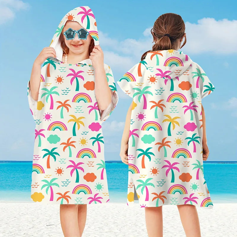 Beach Towel for Boys Girls Hooded Bath Towel Wrap Toddler Pool Towel with Hood Microfiber Absorbent Sweat-absorbent Swim Robe
