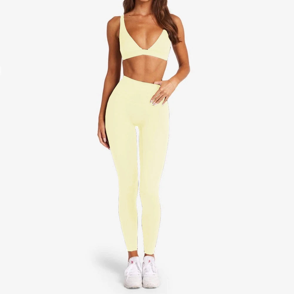 1/2PCS Contour Crop Sport Bra Women Yoga Sets Workout Gym Scrunch High Waist Fitness Push Up Shorts Running Avtive Suits XP187