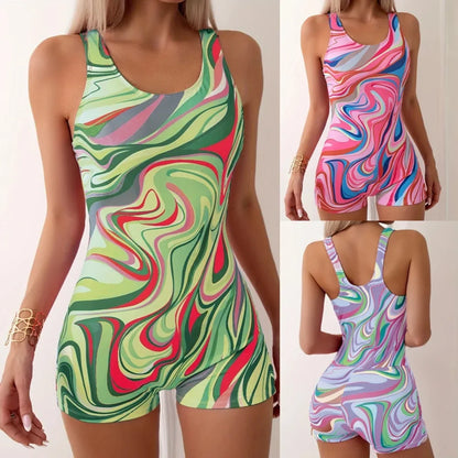 Conservative One-Piece Swimsuit for Women Sporty Swimwear Colorful Designs