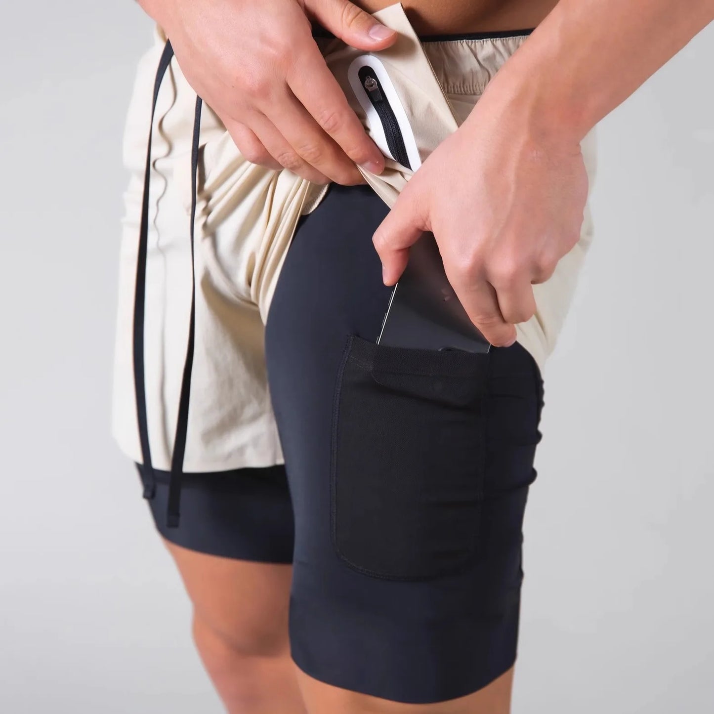 Running Training Men's Sports Shorts Double-layer Anti-glare Quick-drying Fitness Shorts