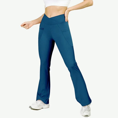 PofyBofy with Pockets Yoga Flared Pants Butt Lifting Gym High Waisted Crossover Waist Flare Leggings Bootcut Casual Yoga Pants