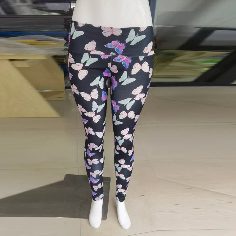 High Waist Bowknot Leggings Butterfly Print Yoga Pants Bandage Tights for Women Push Up Exercise Fitness Workout Legging