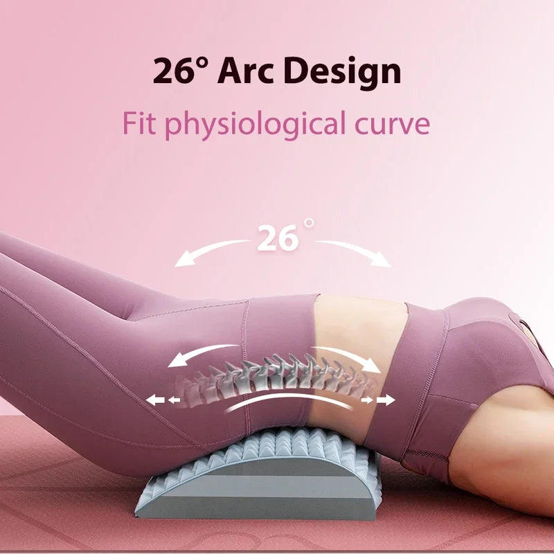 Lumbar device for physical stretching and massage relaxation of waist and back, yoga spine corrector for back opening pillow.