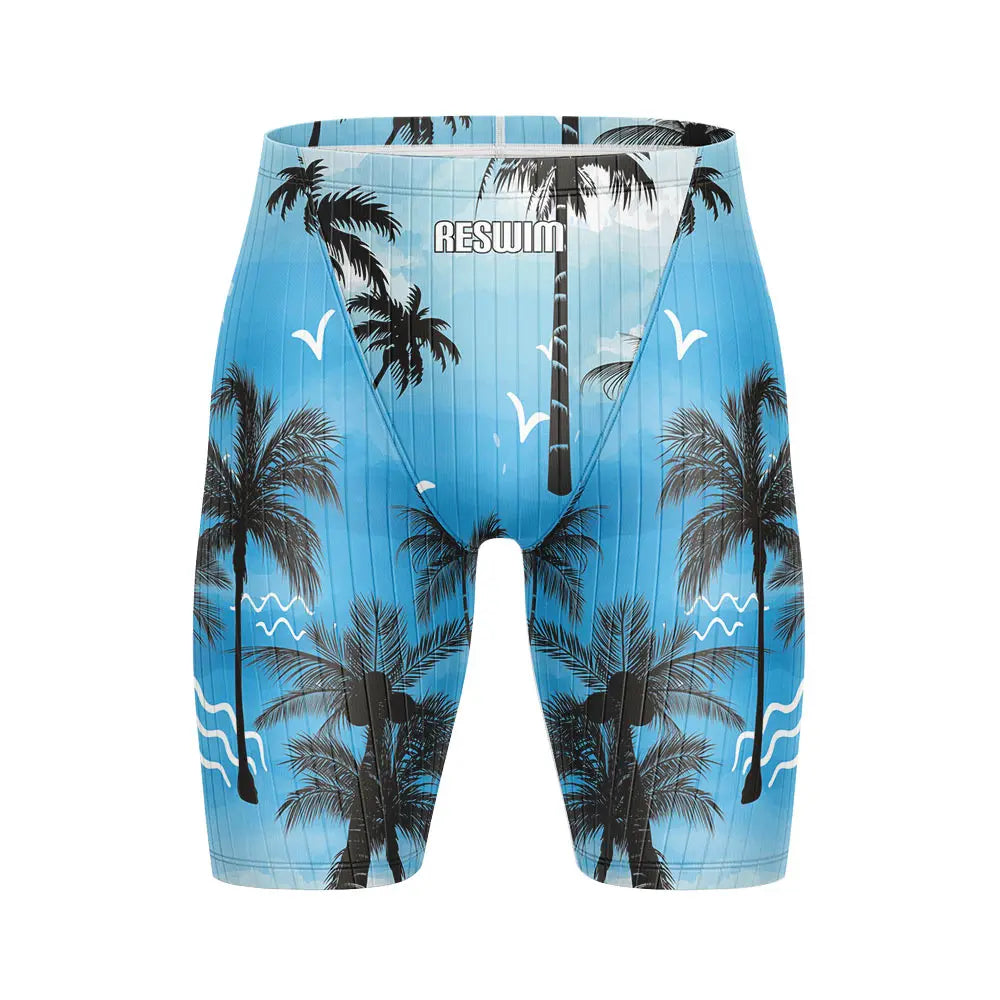 Men's Swim Jammer Swimsuit Swimming Trunks Beach Tights Shorts Athletic Training Swimwear Pool Suit Running Surfing Pants
