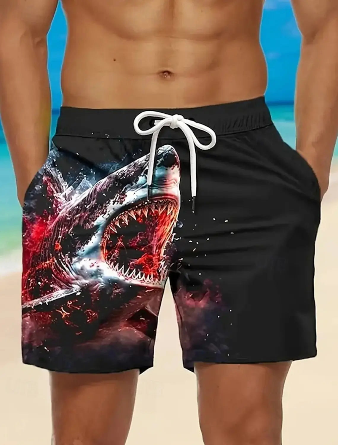 Men's Clothing Hawaiian Swim Trunks Shark 3D Print Beach Shorts Quick Dry Outdoor Leisure Sports Shorts Swimwear Fashion Shorts