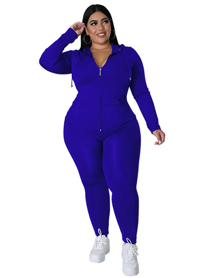 Wmstar Plus Size Two Piece Outfits Women Hoodies Sweatsuit Leggings Pants Sets Solid Stretch Matching