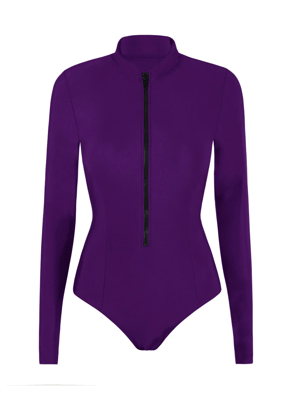 Rash Guard Swimsuit Women With Zipper Solid Long Sleeve Surfing Swimwear Female Bather Bathing Swimming Suit Beachwear