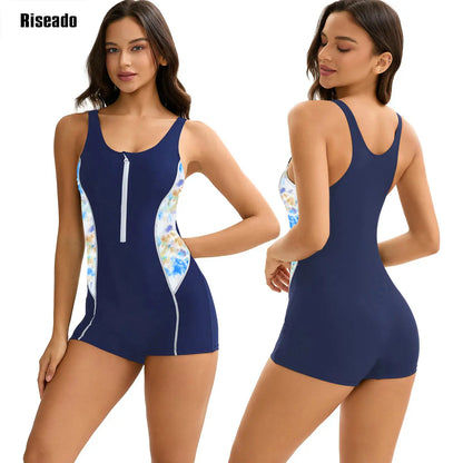 Women's One Piece Printed Boyleg Unitard Swimsuit Modest Swimwear Training Bathers Pool Beach