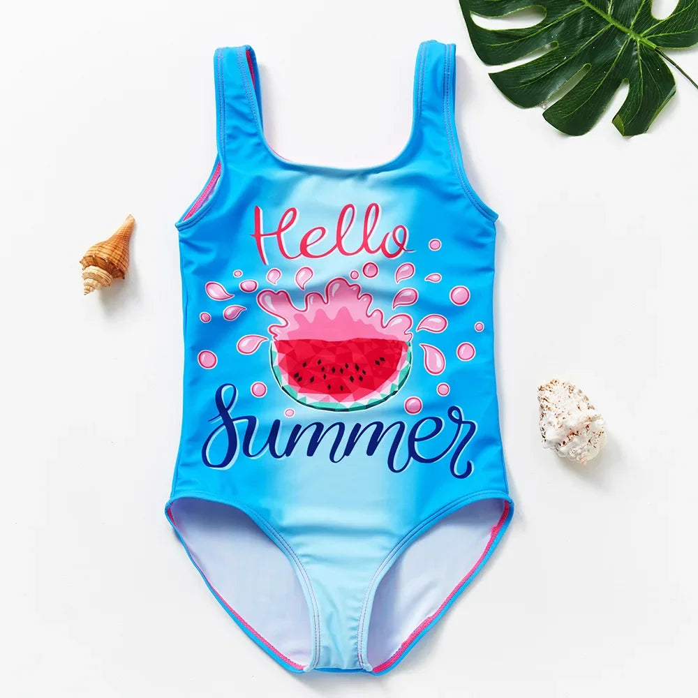 Girls Swimsuit One-Piece Mermaid Fish Scale Unicorn Children's Swimwear Girls Beachwear 2 3 4 5 6 7 8 Years
