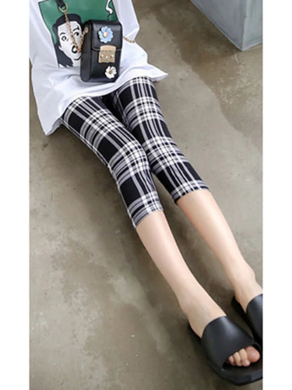 Workout Leggings Print Capris Women Push Up High Waist Pants Sportswear Short Trousers Black Fitness Legging